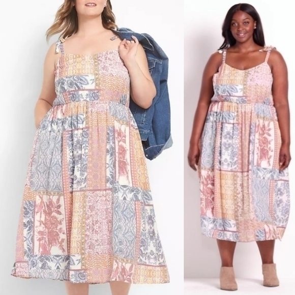 Lane Bryant Dresses & Skirts - Lane Bryant Multicolor Patchwork Midi Dress